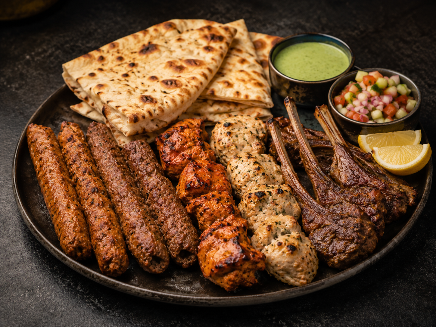 Pakistani mixed barbecue grill platter